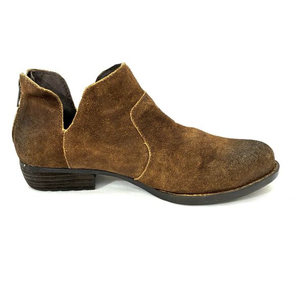 Born Bootie Brown Suede Leather Back Zip Low Cut Ankle Boots sz 8 Preowned - Picture 3 of 13